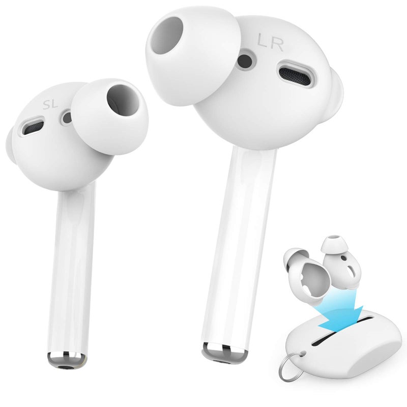 AhaStyle 4 Pairs AirPods Ear Tips Silicone Earbuds Cover [Not Fit in The Charging Case] Compatible with Apple AirPods (2 Pair Large & 2 Pairs Small, White) - Image 1
